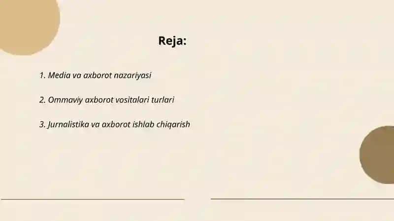 Media va axborot nazariyasi 2