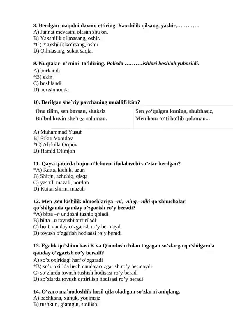 Maqolni davom ettiring:“Til-millat … … …” 2