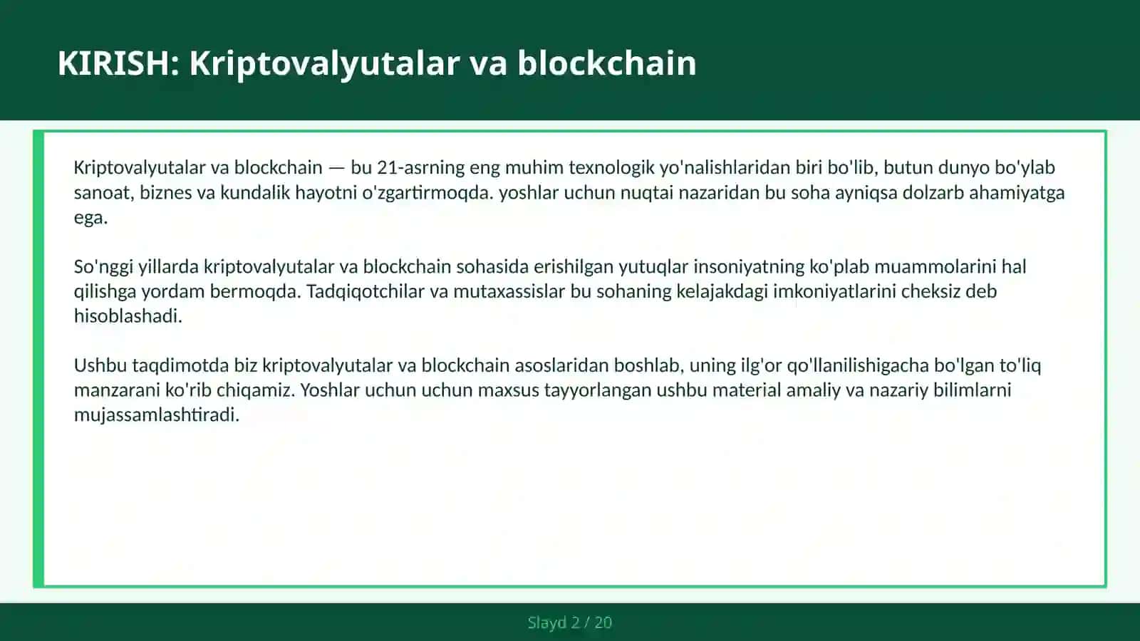 Kriptovalyutalar va blockchain 2
