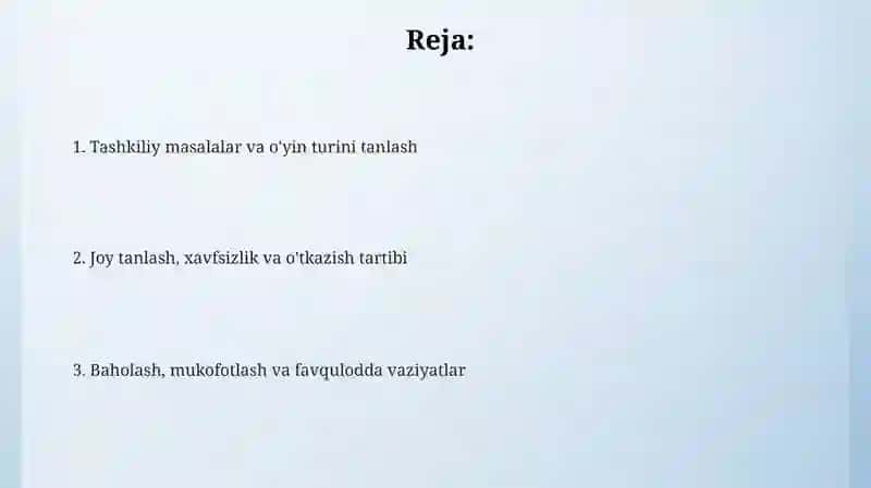 Harakatli oʻyinlarni tashkil etish va oʻtkazish 2