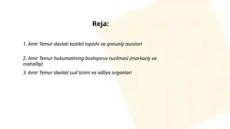 Amir Temur davlati va huquqi 2