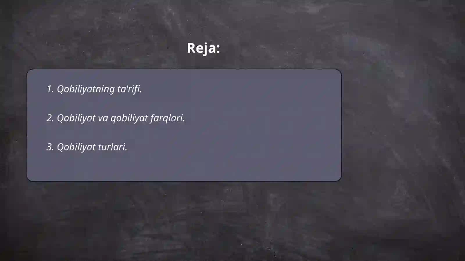 Qobiliyat haqida slayd 2
