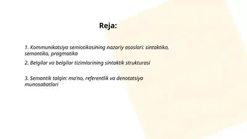 Kommunikatsiya semiotikasi: sintaktika, semantika, pragmatika 2