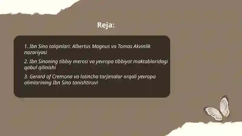Ibn sino Yevropa olimlari talqinida 2