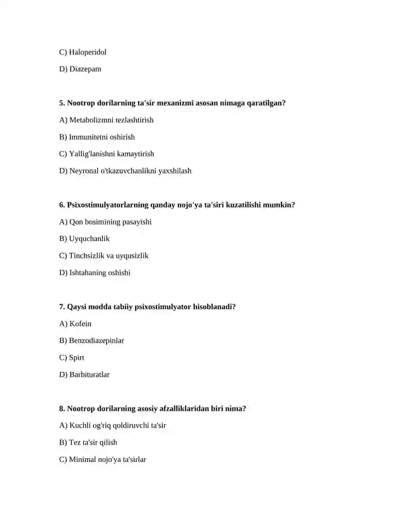 Psixostimuly ator va nootrop dori vositalar 2