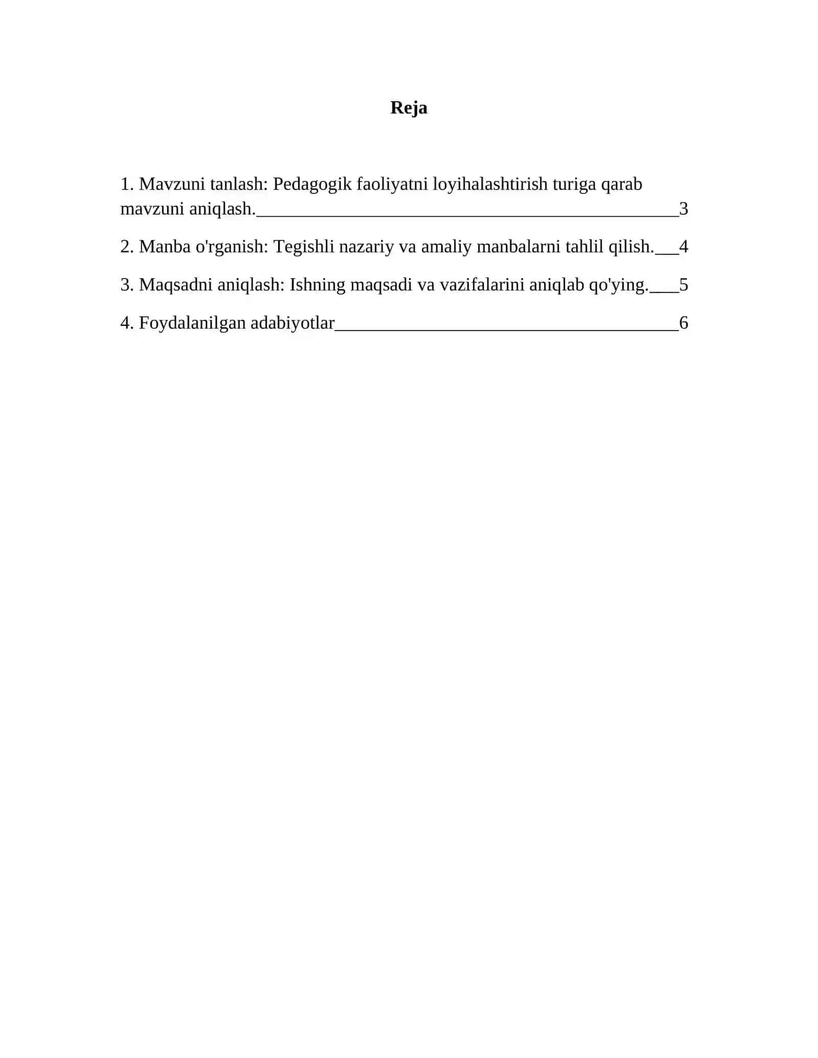 Pedagogik faoliyatni loyihalashtirishturlari 2