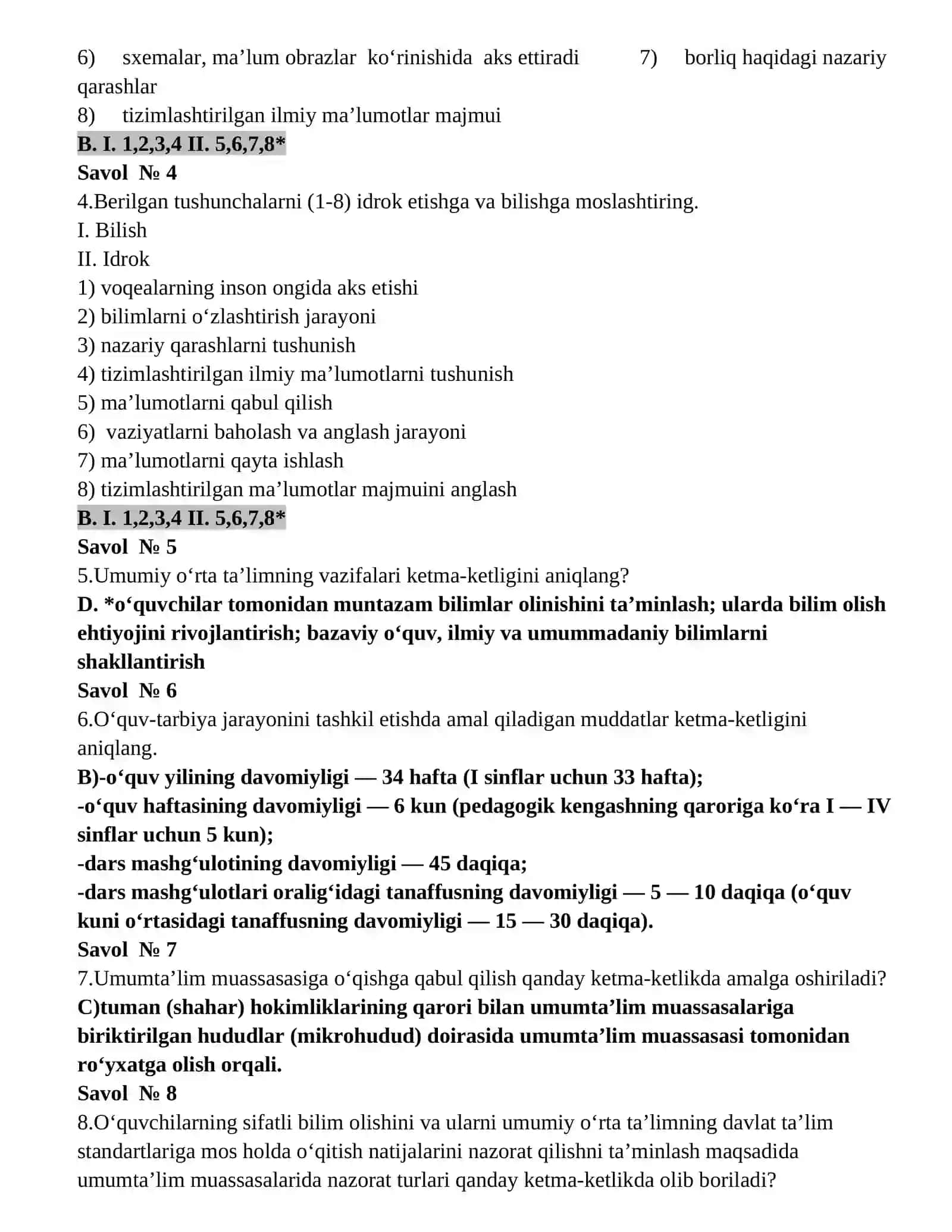 МЕНЕЖЕРЛИК КУРСИ (JAVOBLARI BILAN) 2