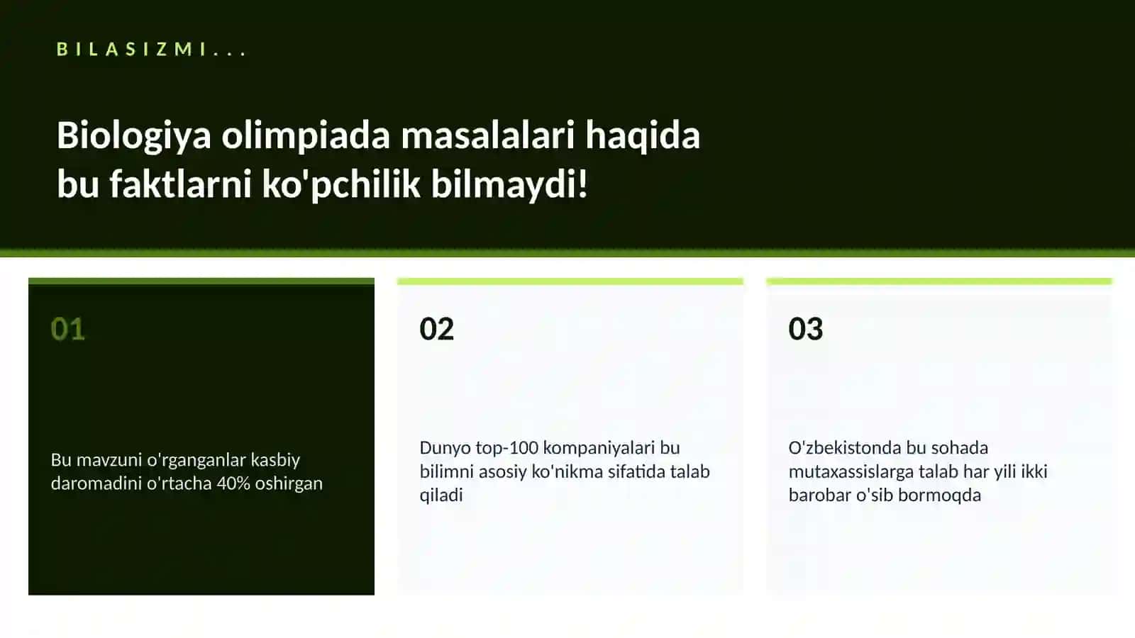 Biologiya olimpiada masalalari 2