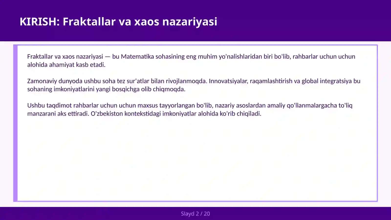 Fraktallar va xaos nazariyasi 2