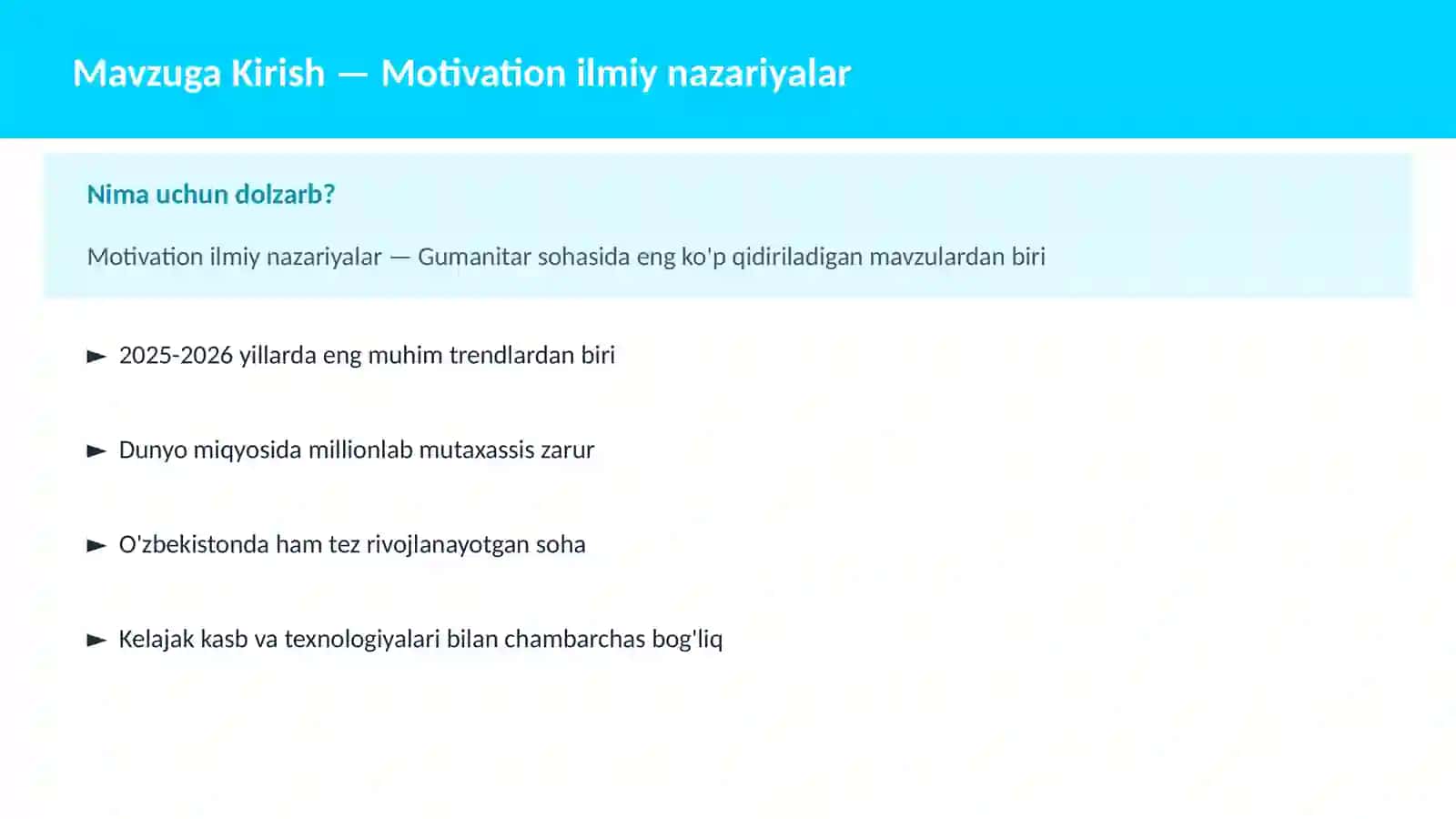 Motivation ilmiy nazariyalar 2