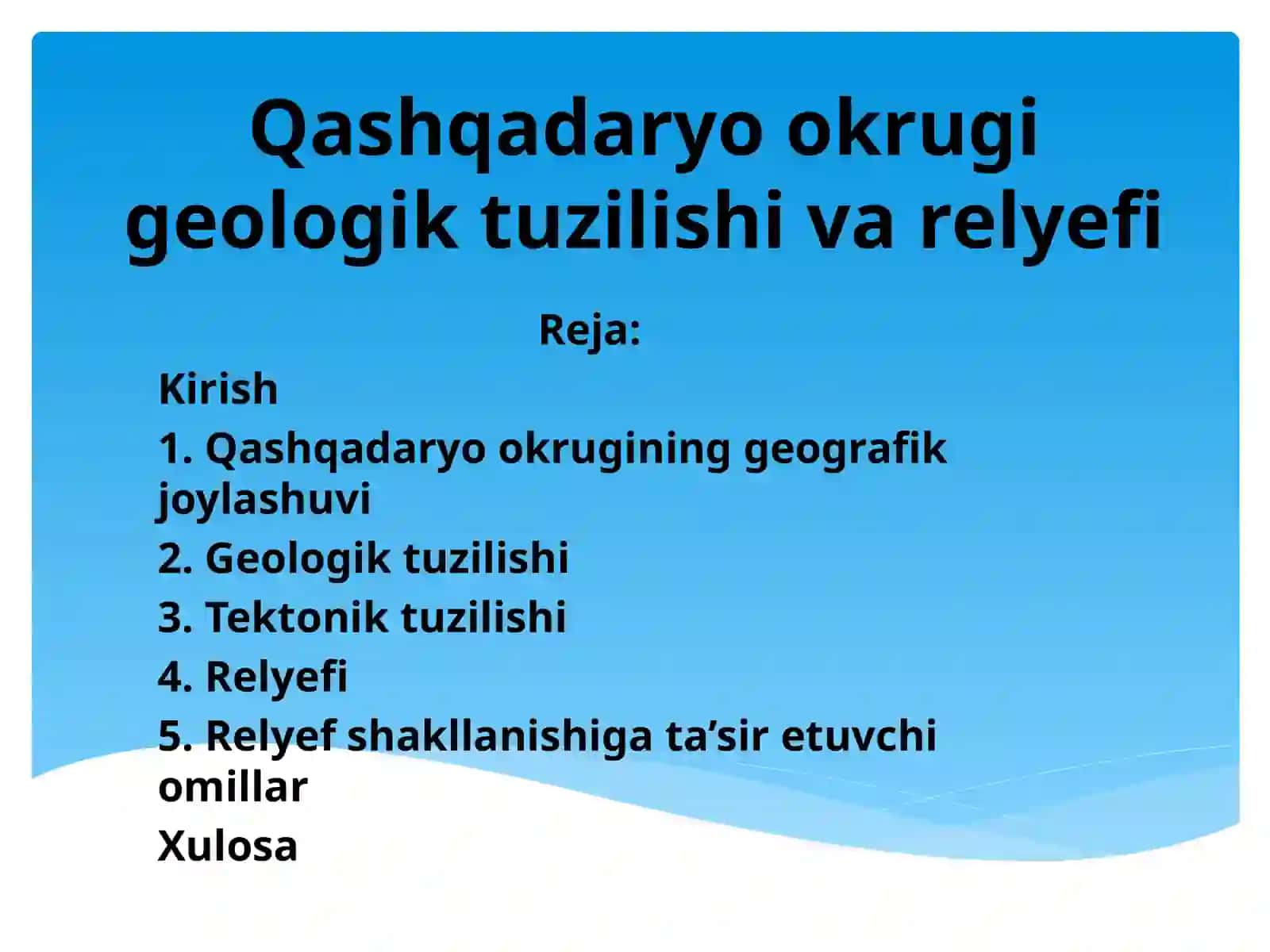 OʻZBEKISTON GEOGRAFIYA FANIDAN TAYORLAGAN KURS ISHI TAQDIMOTI 2
