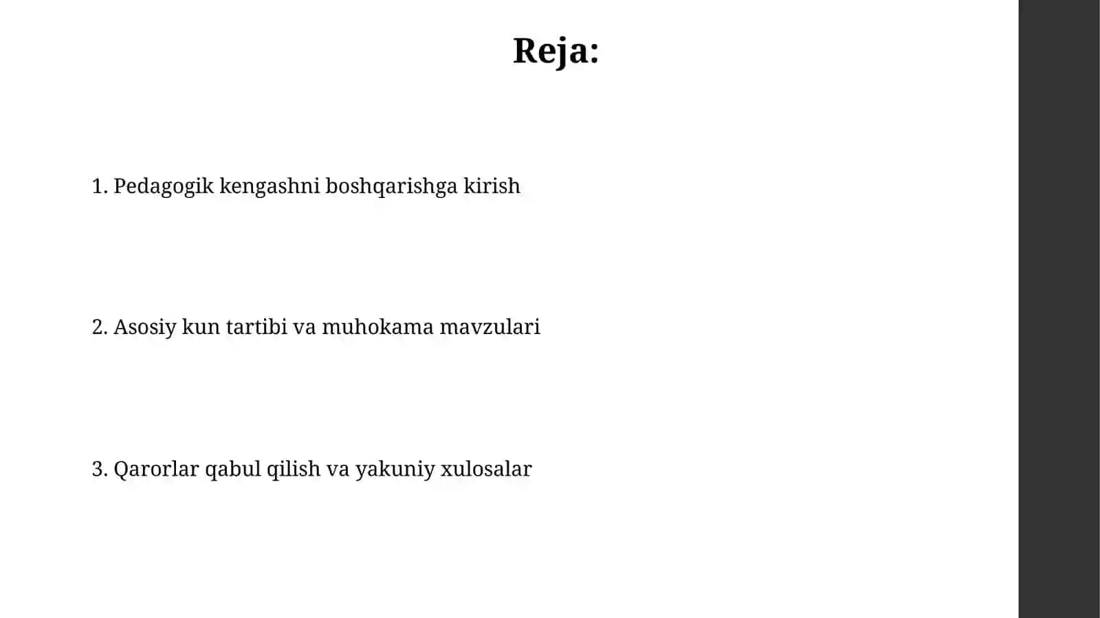 Pedagogik kengashni o'tkazishgarahbarlik qilish 2
