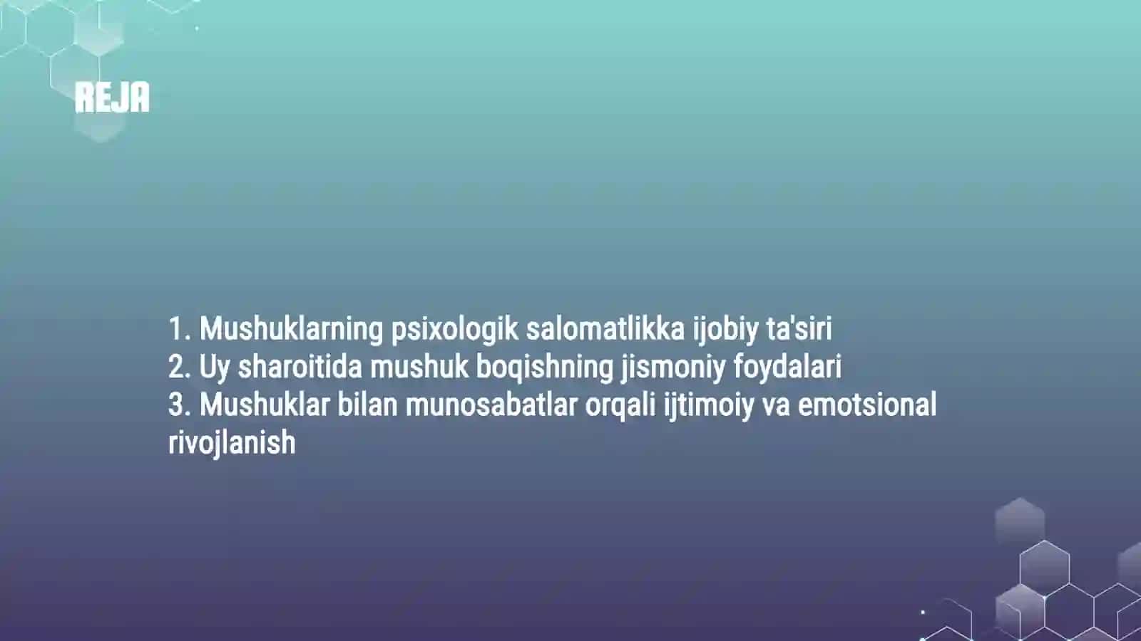 Mushuk Boqishning Foydalari 2