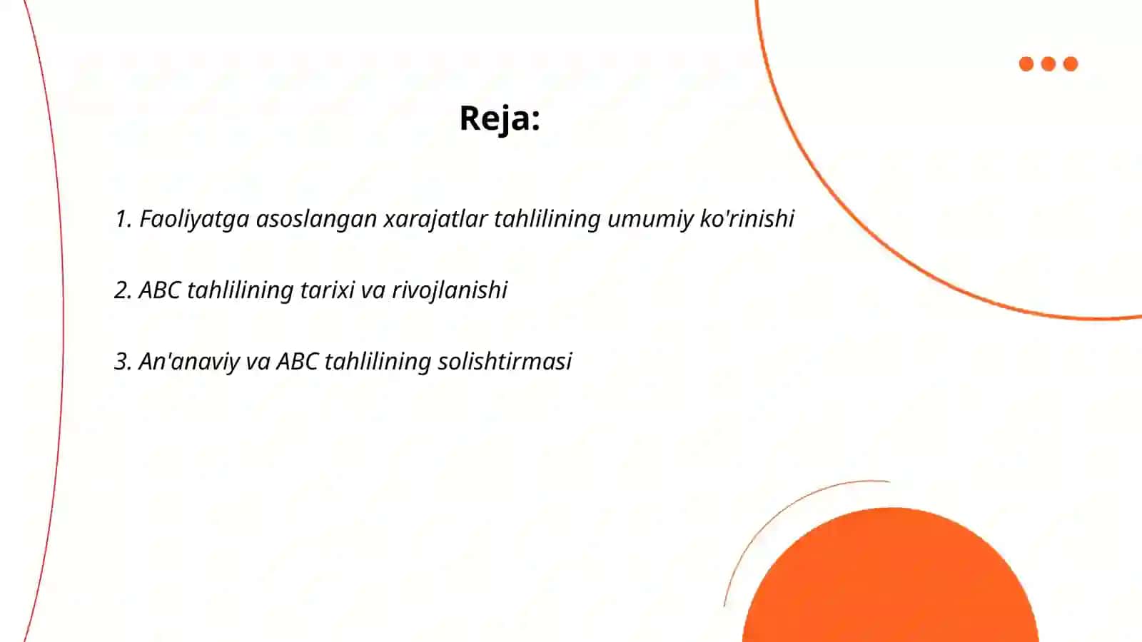'Activity Based Costing(ABC)' tahlilining tavsifi 2