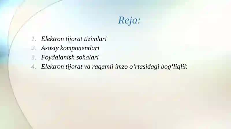 Elektron tijorat tizimlari va elektron raqamli imzo 2