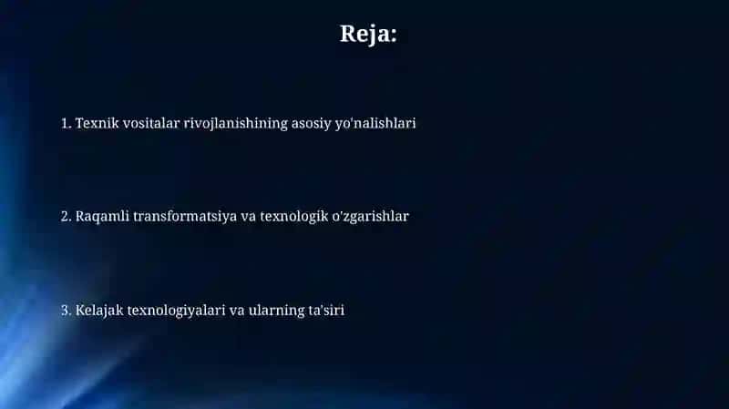 Texnik vositalarning rivojlanishtendensiyasi 2