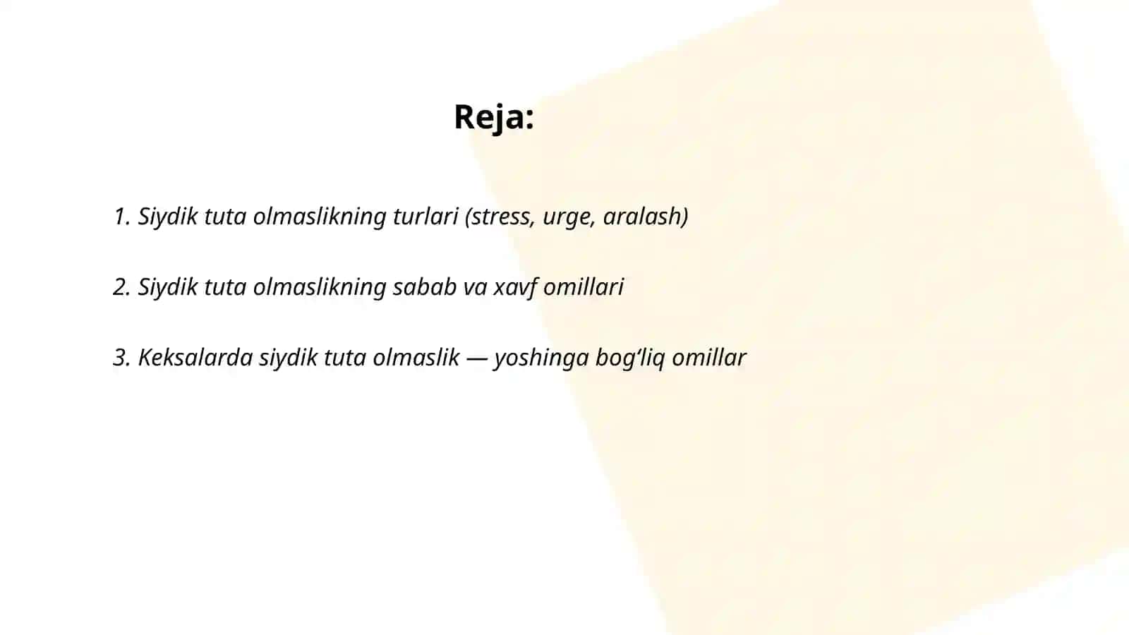 Siydik tuta olmaslikning turlari va sababi 2