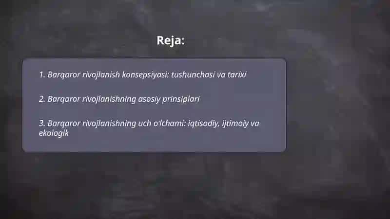 Barqaror rivojlanish konsepsiyasi 2