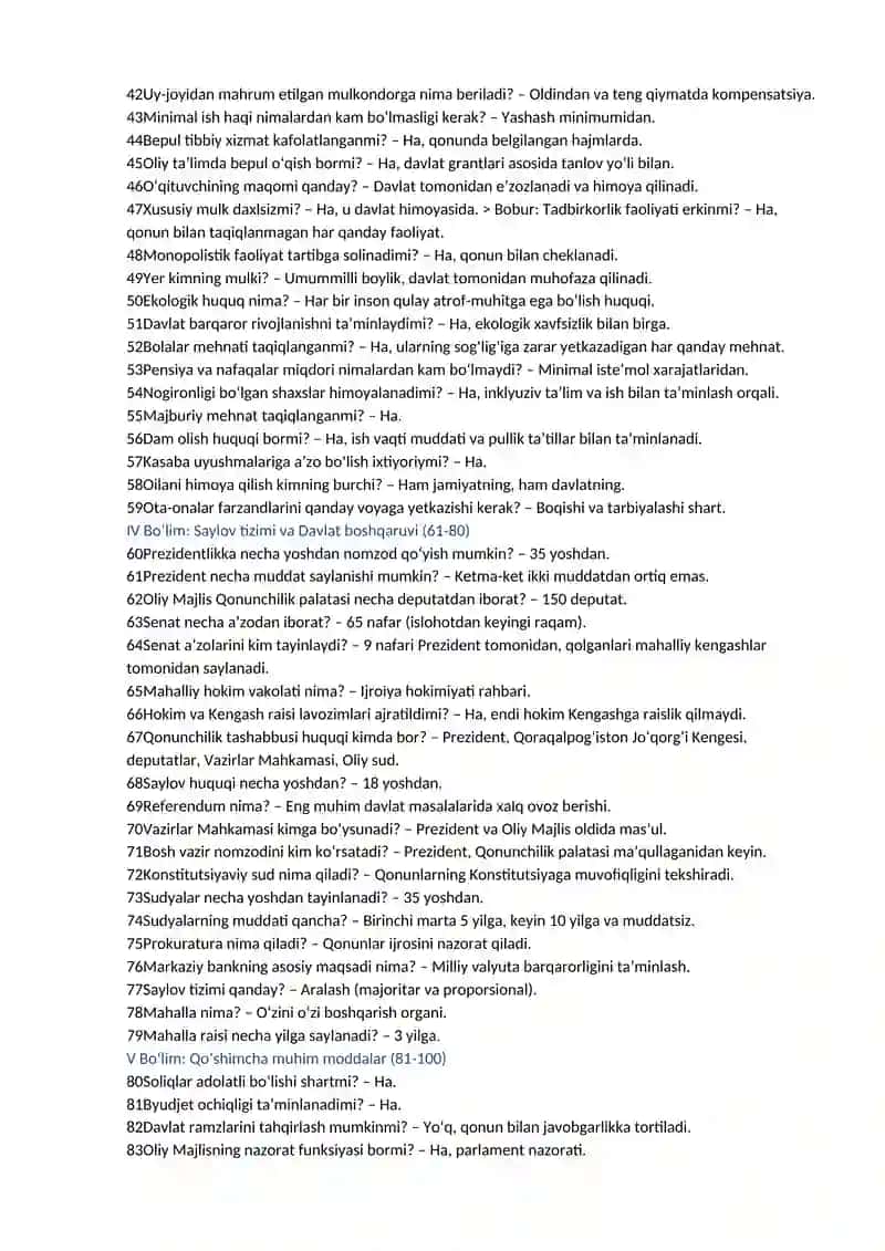KONSTITUTSIYAVIY ISLOHOTLAR SAVOL JAVOB KO’RINISHIDA 2