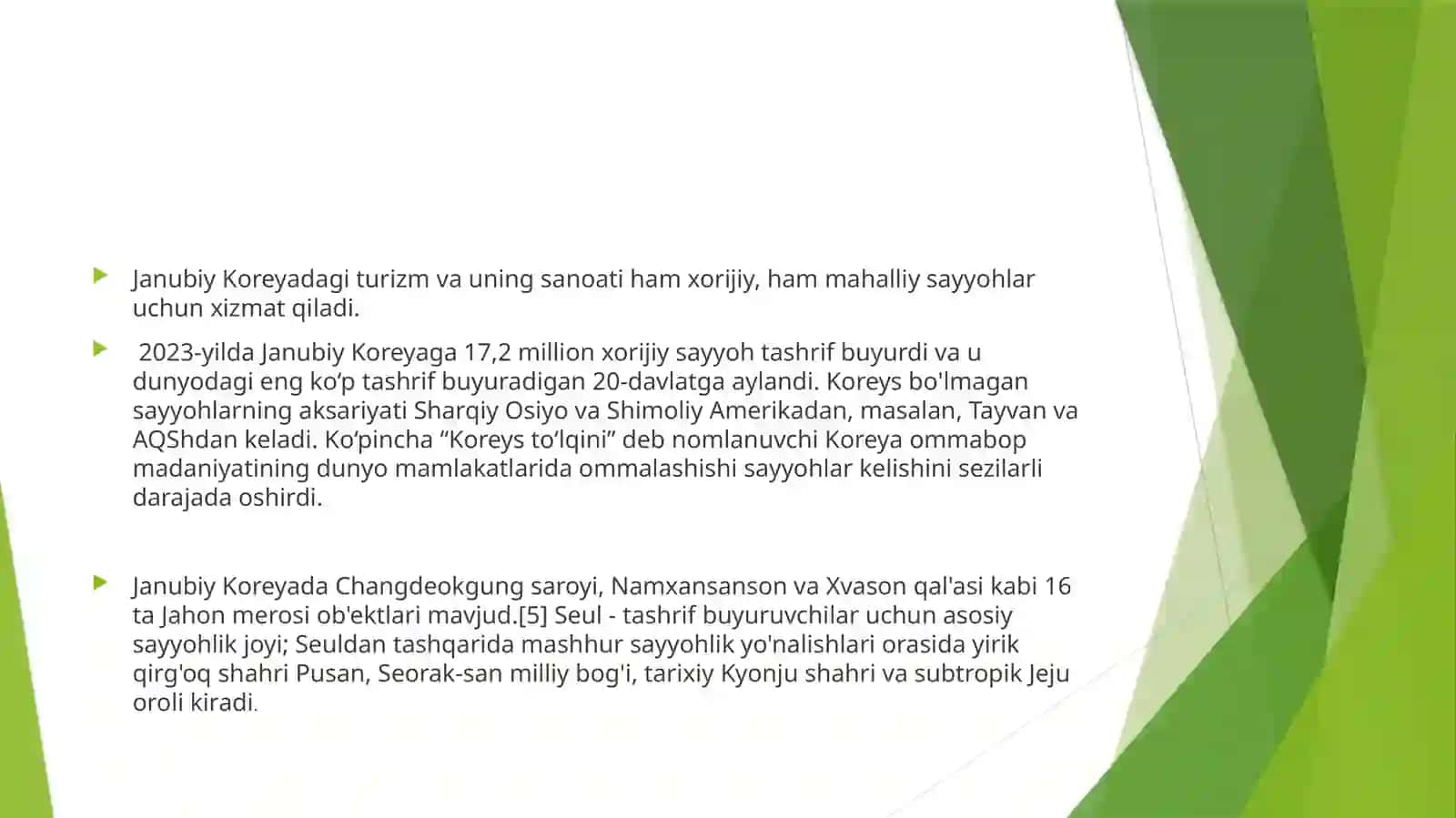 Koreyaning turizm industryasi 2