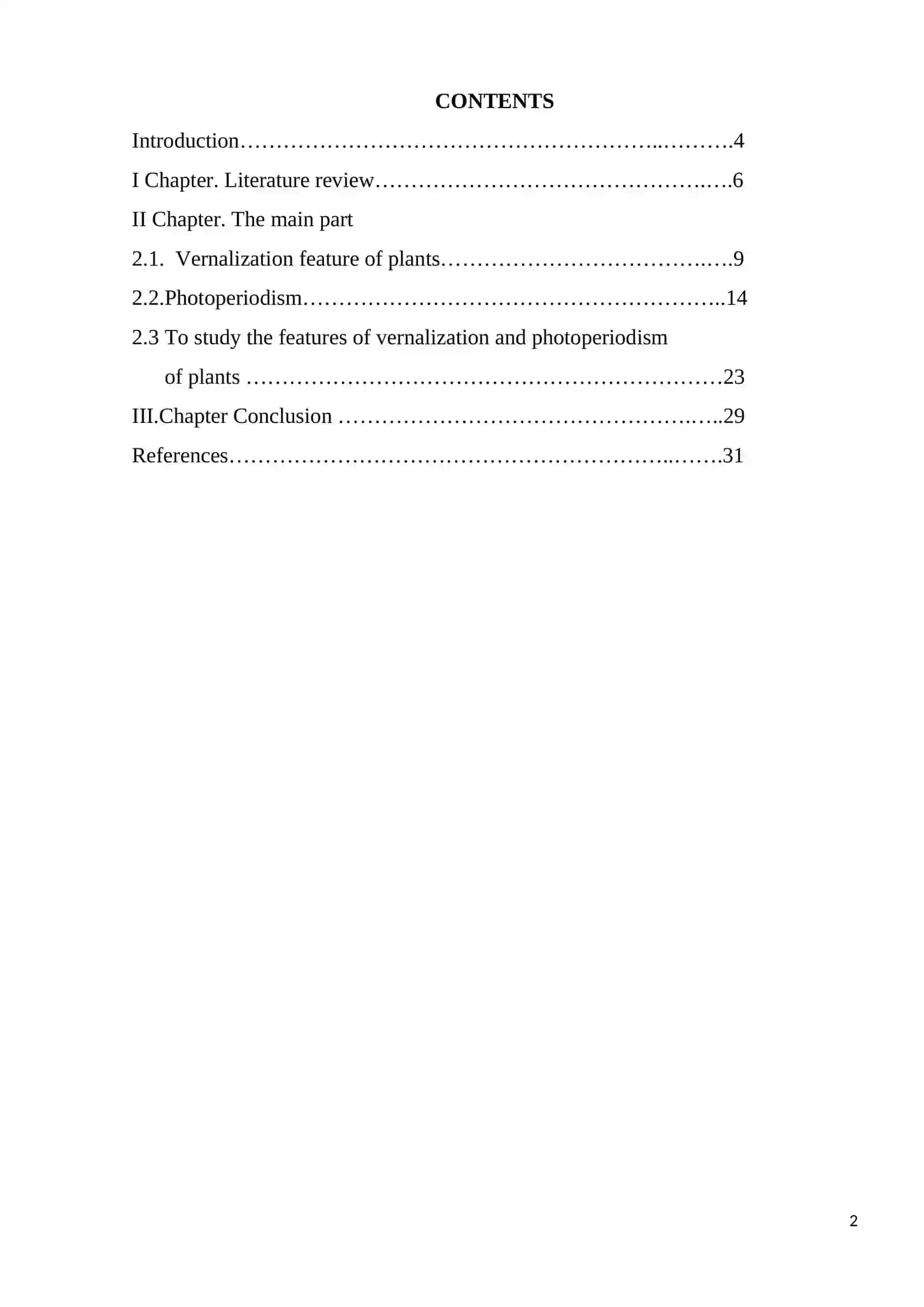 Course Work: Vernalization and Photoperiodism 2
