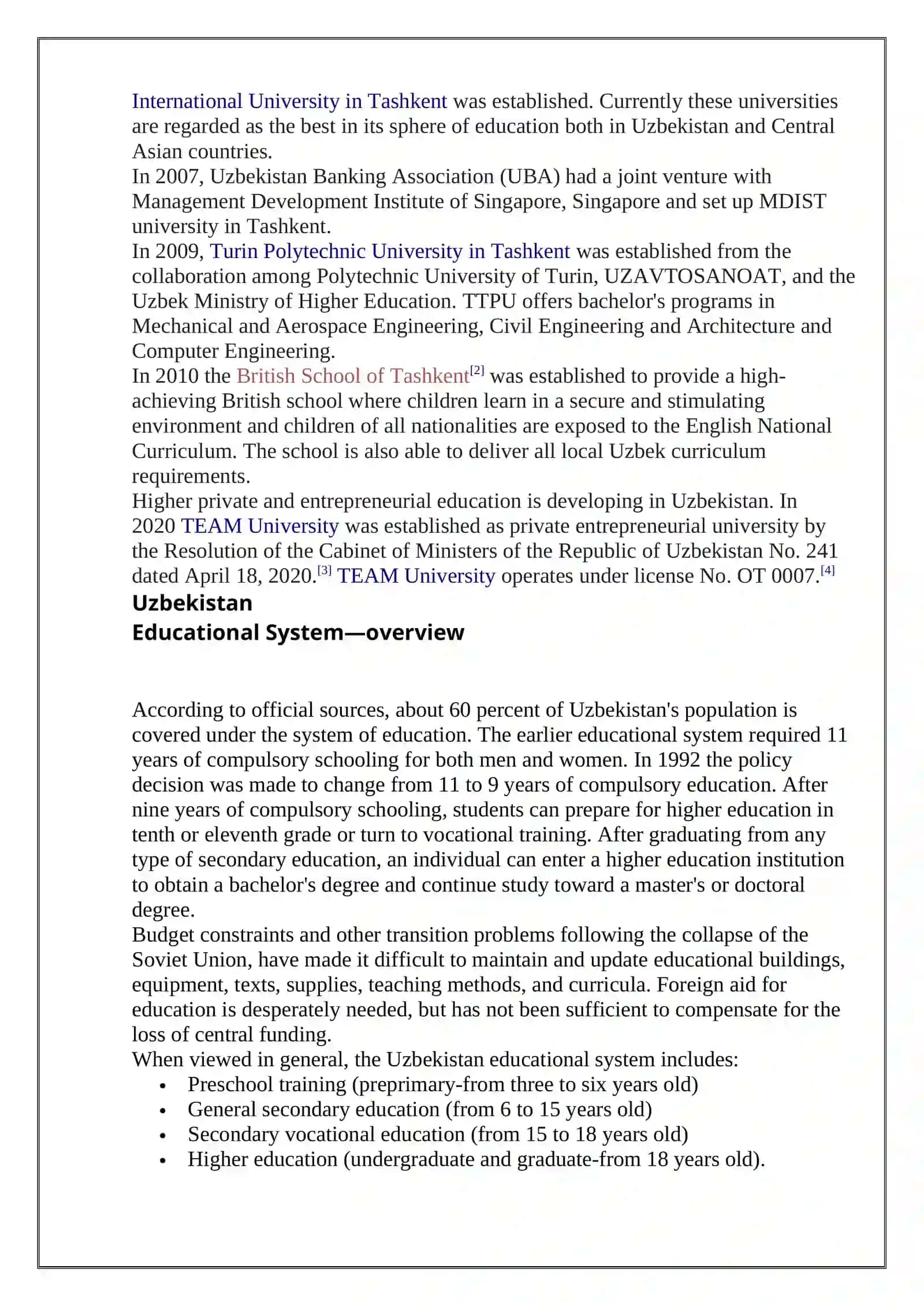 Education system in Uzbekistan 2