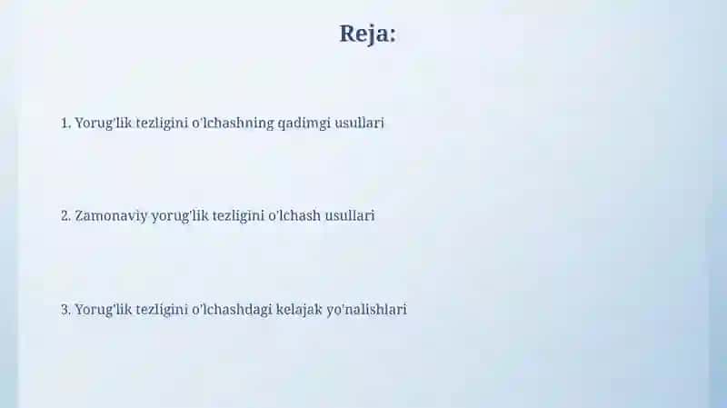 Yorug'lik tezligini o'lchash usullari 2