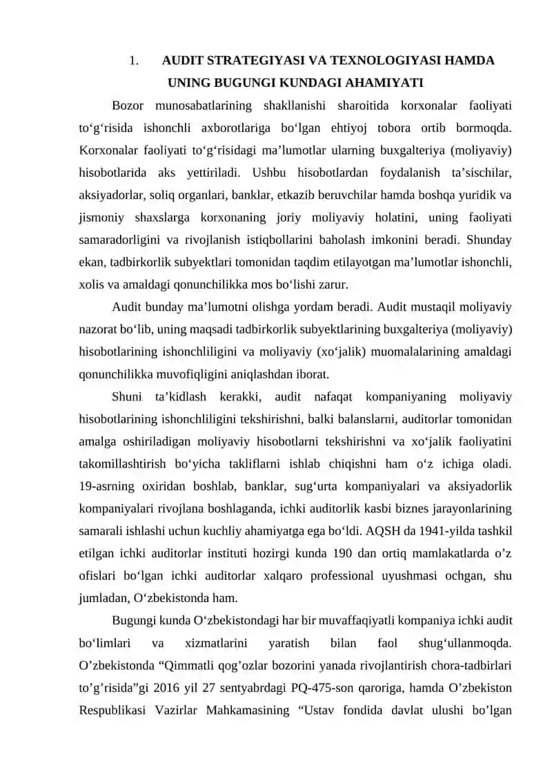 Audit strategiyasini ishlab chiqish 2
