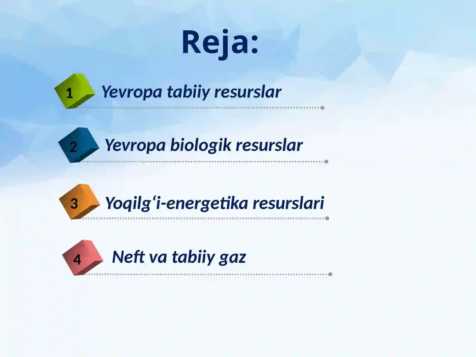Yevropa mamlakatlarining tabiiy resurslari 2