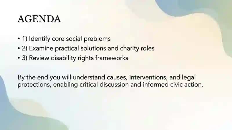 Social issues problems, solutions, charity, disability rights 2