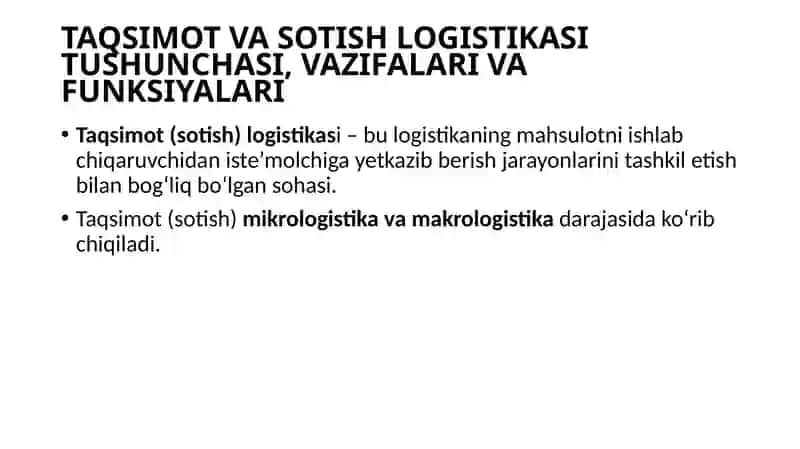 Taqimot Logistikasi 2