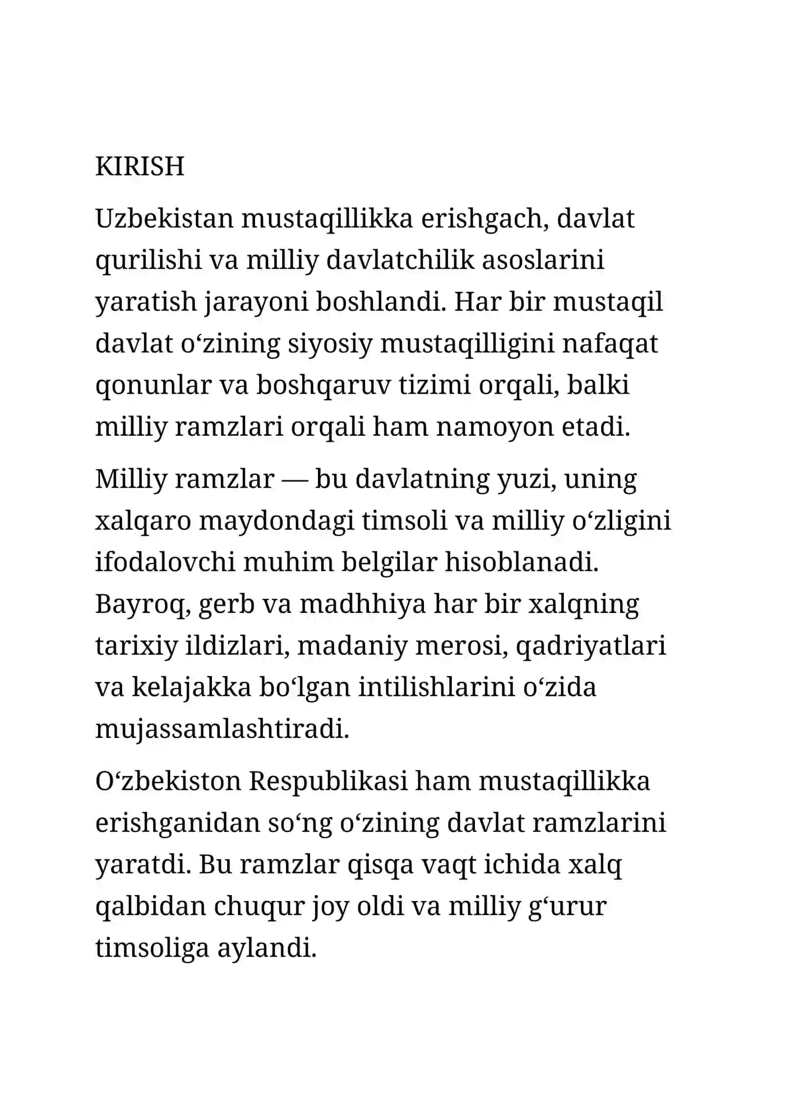 O‘zbekiston Respublikasining milliy ramzlari: bayroq, gerb, madhhiya 2