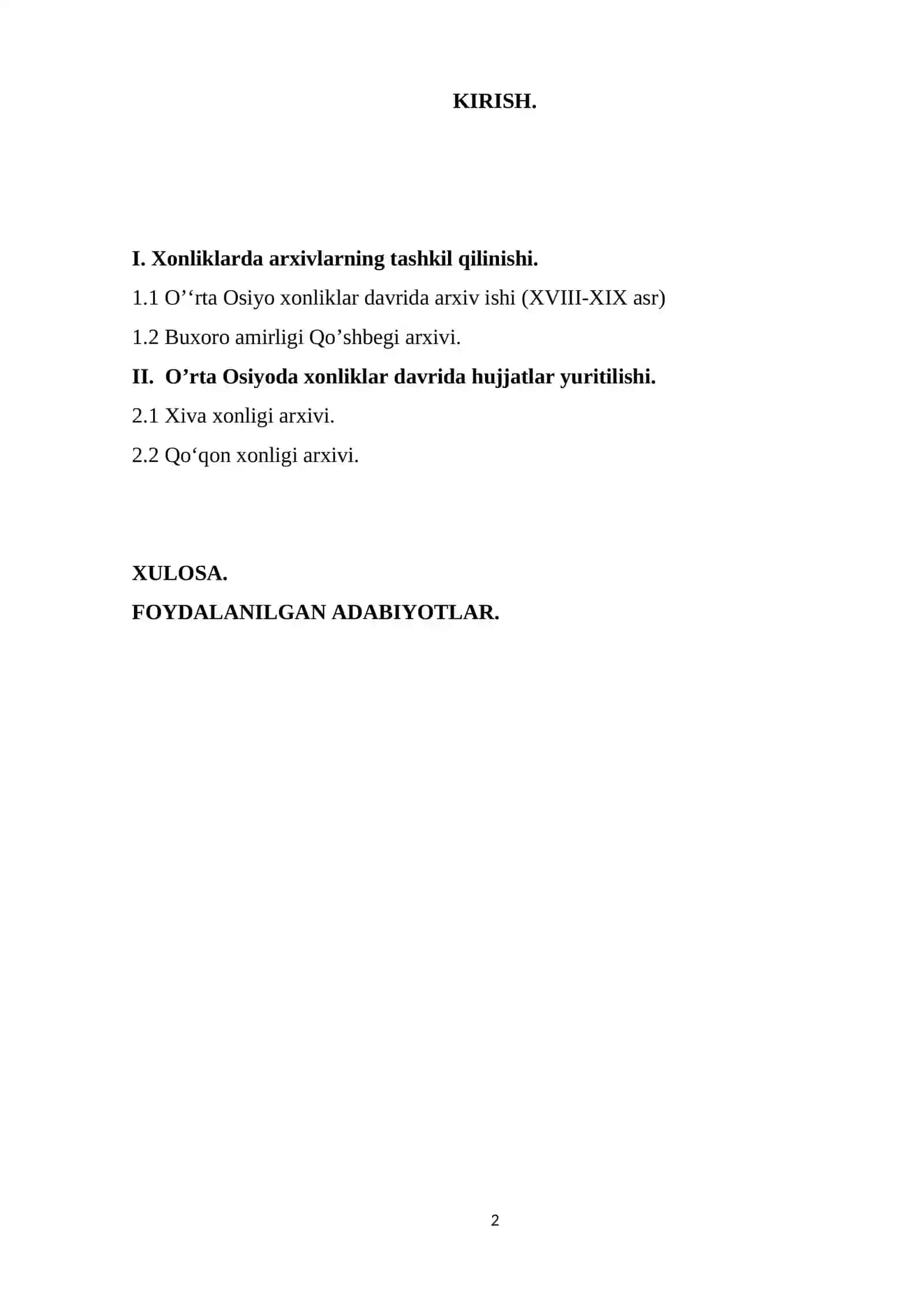 O’rta Osiyo xonliklari davrida arxiv ishi 2
