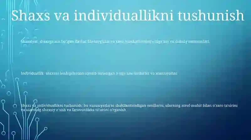 Shaxs Va Individuallik 2
