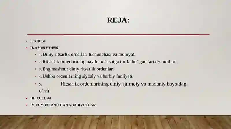 DINIY RITSARLIK ORDERLARI 2