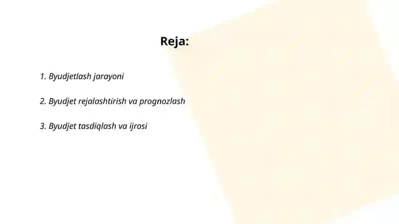 Byudjetlashtirish va byudjetli boshqarish 2