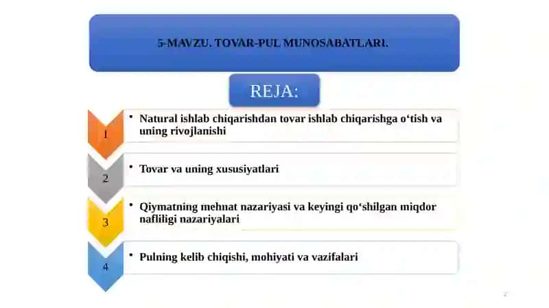 TOVAR-PUL MUNOSABATLARI 2