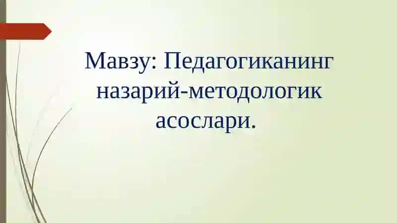 Pedagogikaning nazariy - metodologik asoslari 2