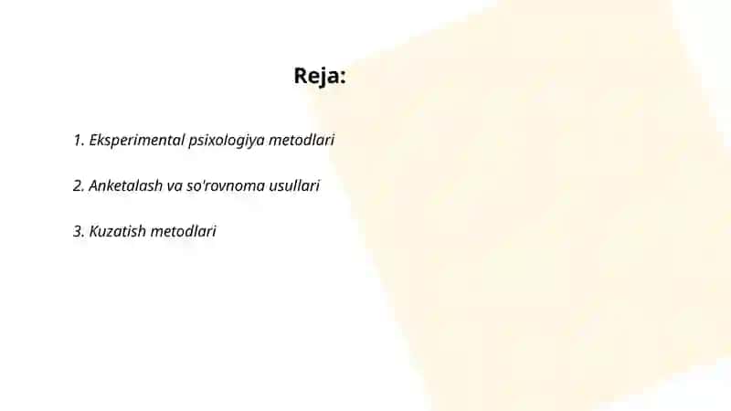 Psixologiya faning ilmiy tadqiqot metodlari 2