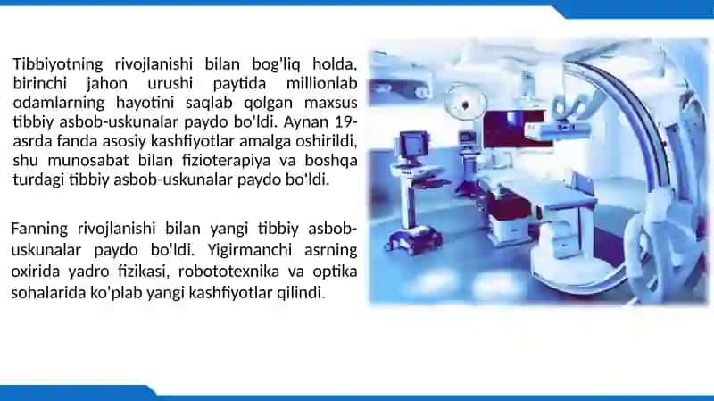 Tibbiyot asbob uskunalarining rivojlanish bosqichlari 2
