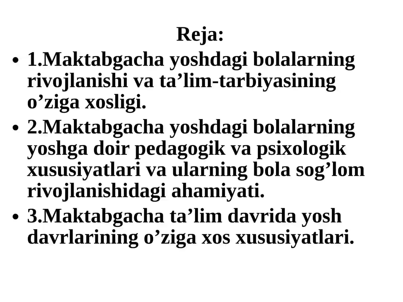 MAKTABGACHA YOSHDAGI BOLALARNING RIVOJLANISHI VA TA’LIM TARBIYASI 2