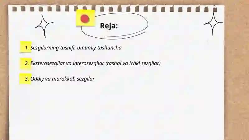 Sezgilarning tasnifi 2