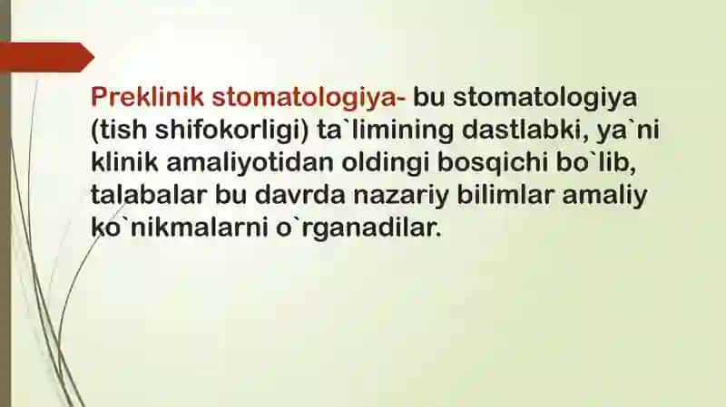 prezintatsiya "Preklinik stomatologiya" 2