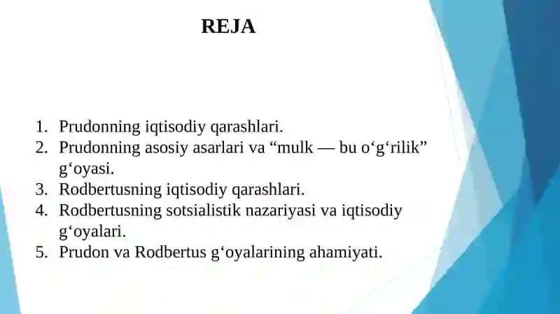Prudon va Rodbertusning iqtisodiy g'oyalari 2
