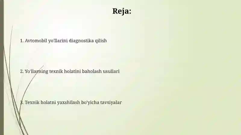 Avtomobil yo'llarini diagnostika qilish 2