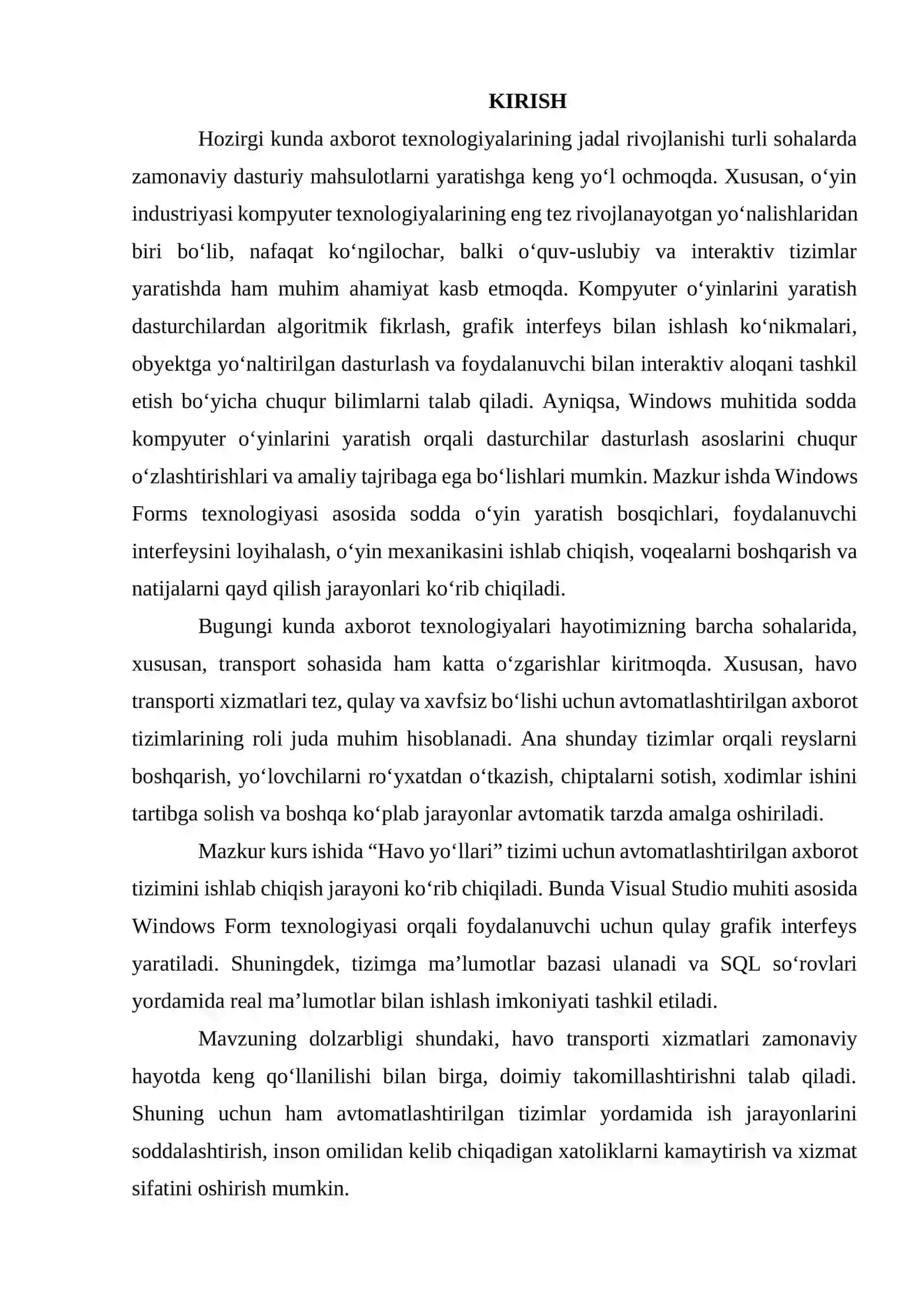 VISUAL STUDIO DASTURLASH MUHITIDA AXBOROT TIZIMLARI YARATISH 2