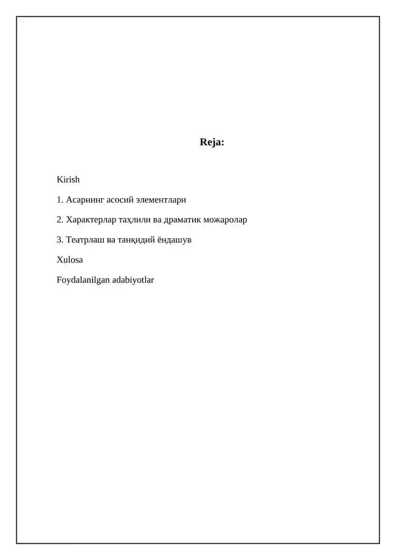 Dramatik asarlarni tahlil qilish 2