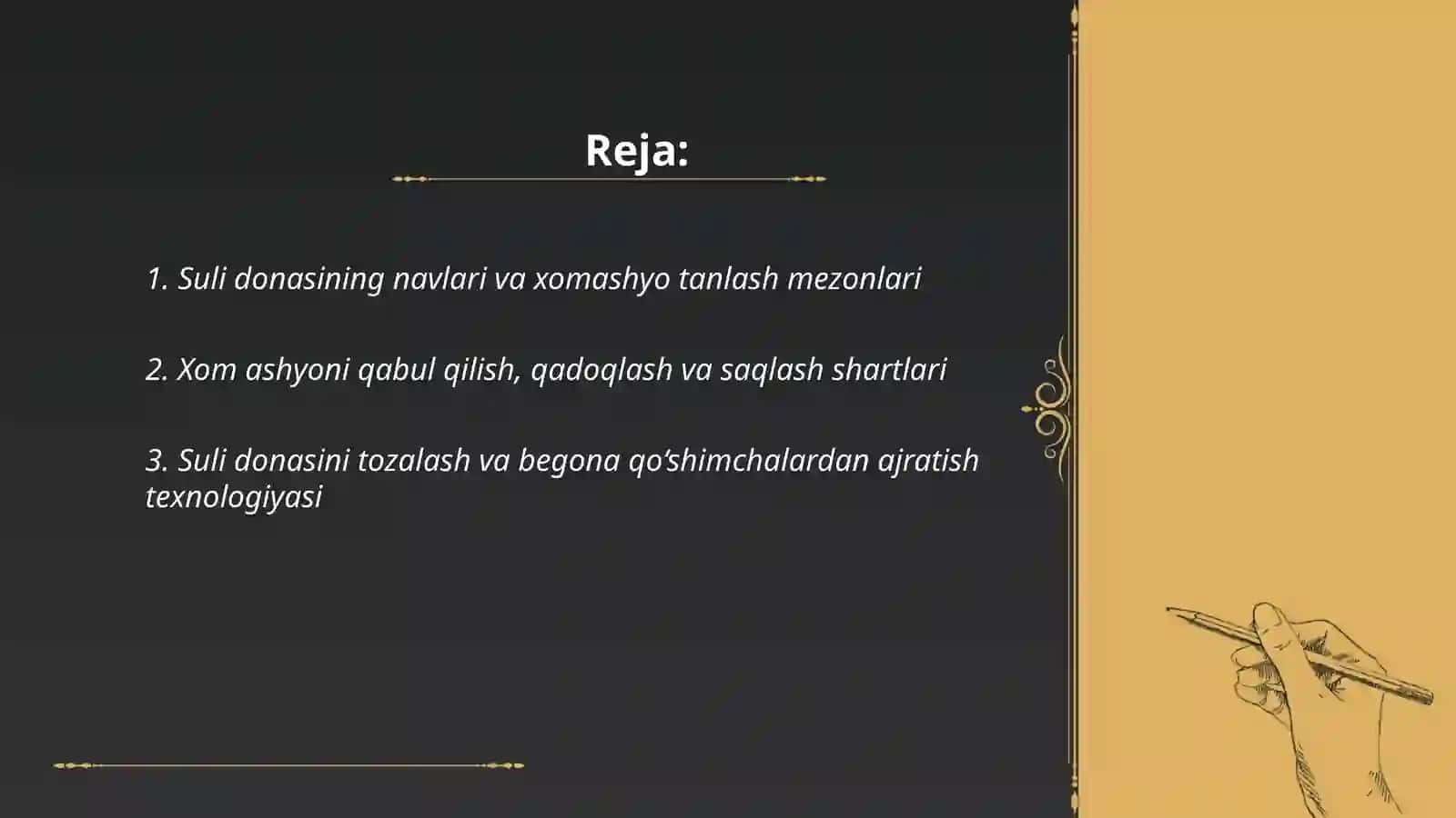 Suli uni ishlab chiqarish texnologiyasi 2