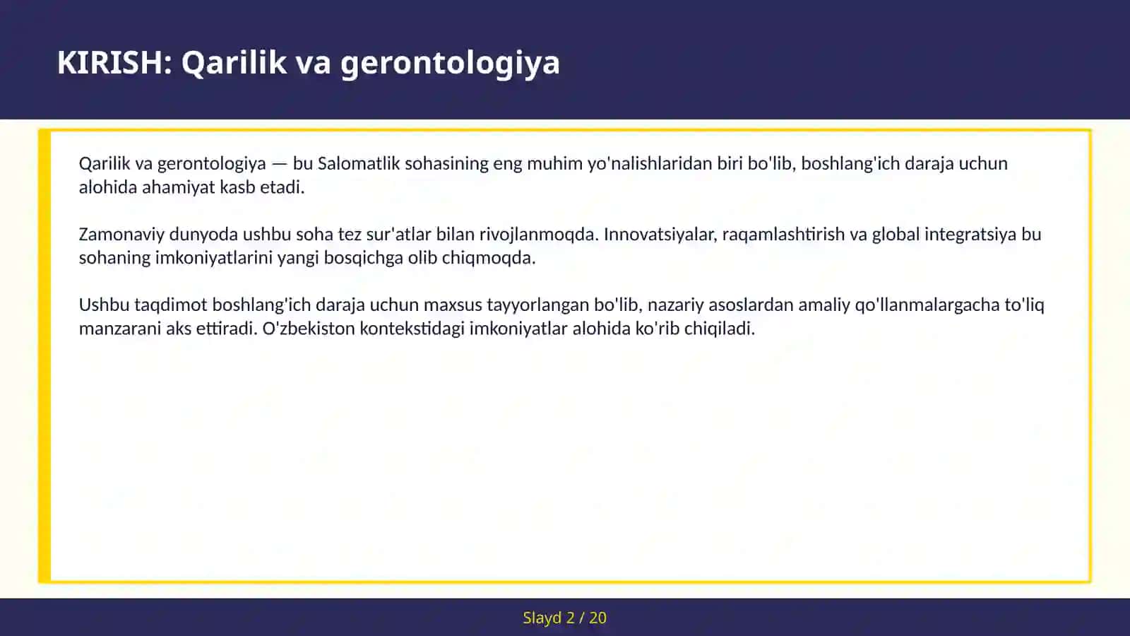 Qarilik va gerontologiya 2
