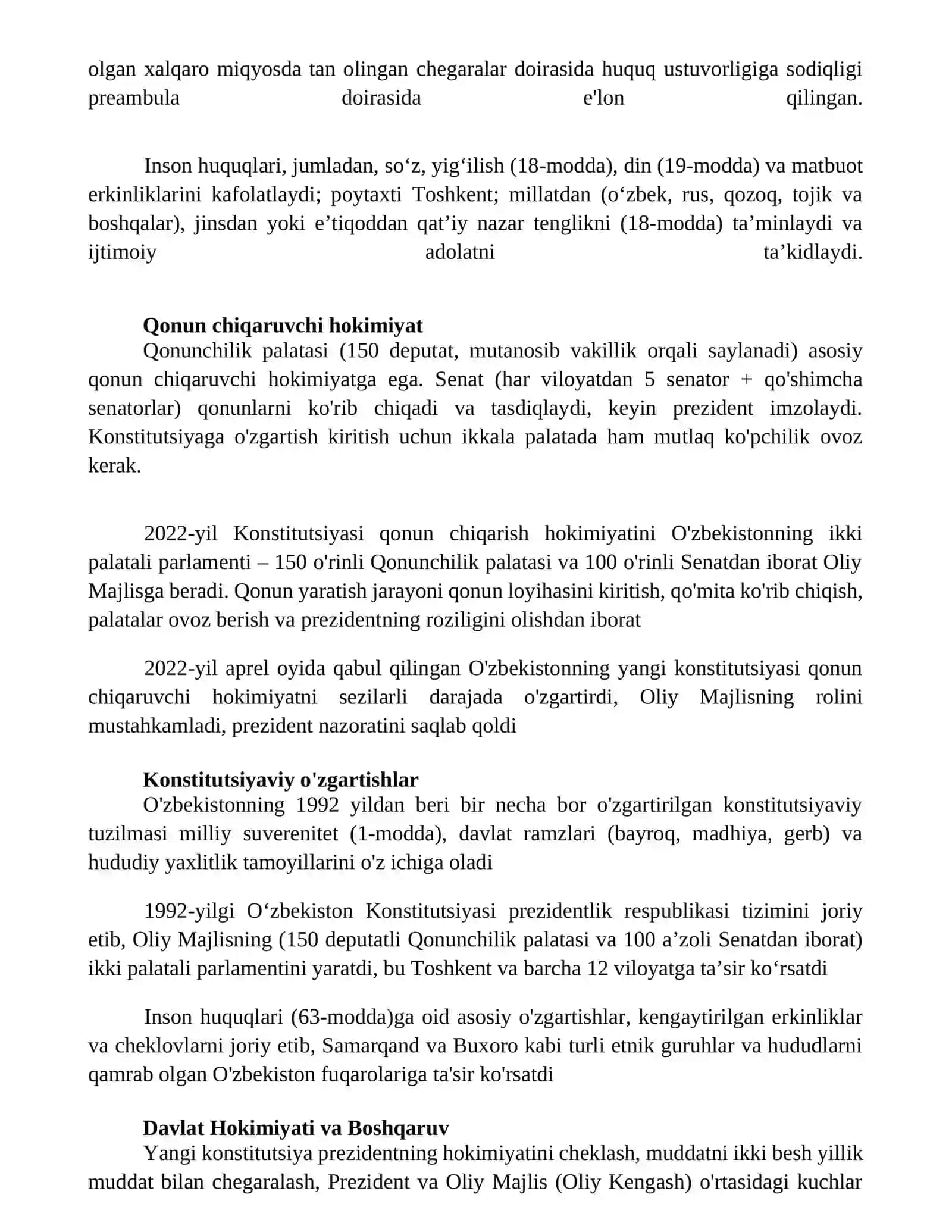 OʻZBEKISTON Respublikasi Yangi Konstitutsiyasi 2